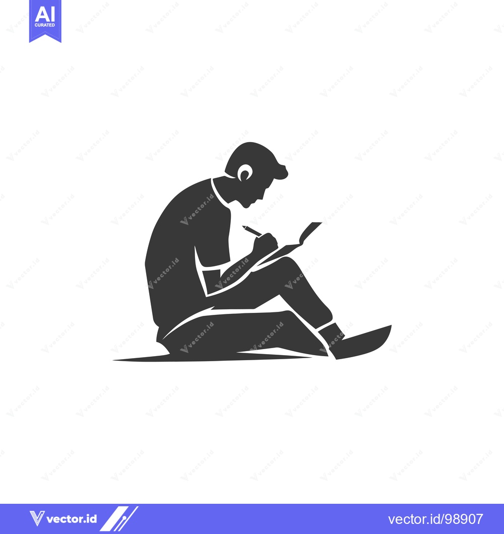 Premium Vector dari Silhouette of a person sitting and writing