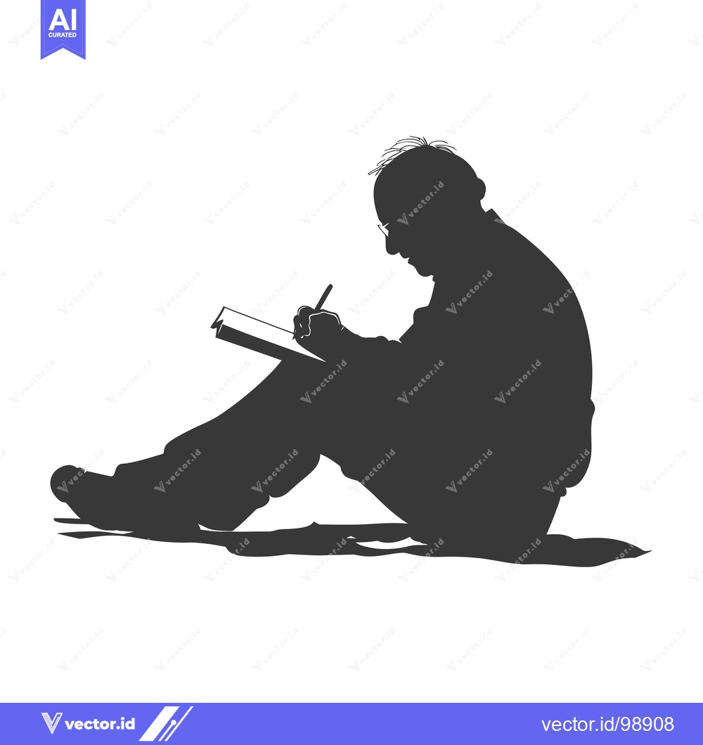 Premium Vector of Silhouette of a Person Sitting and Writing
