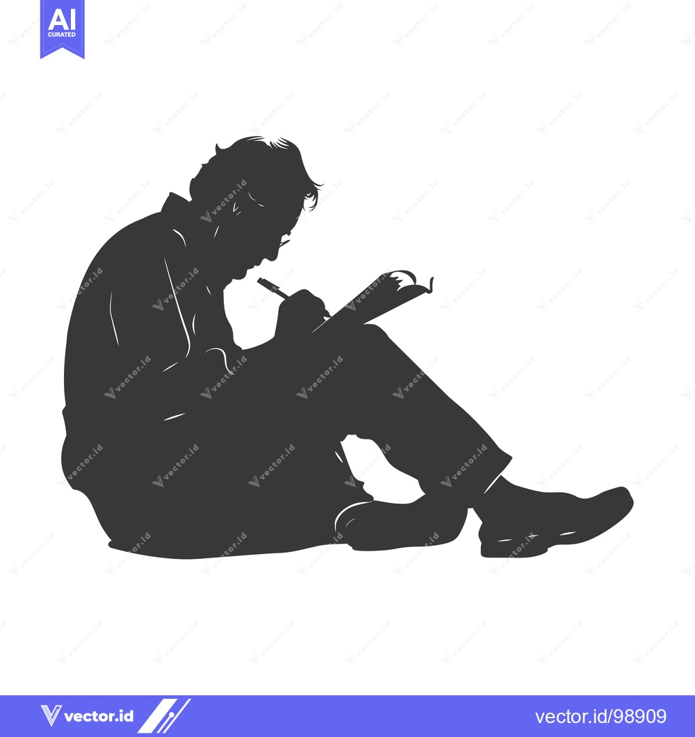 Premium Vector of Silhouette of a Person Sitting and Writing