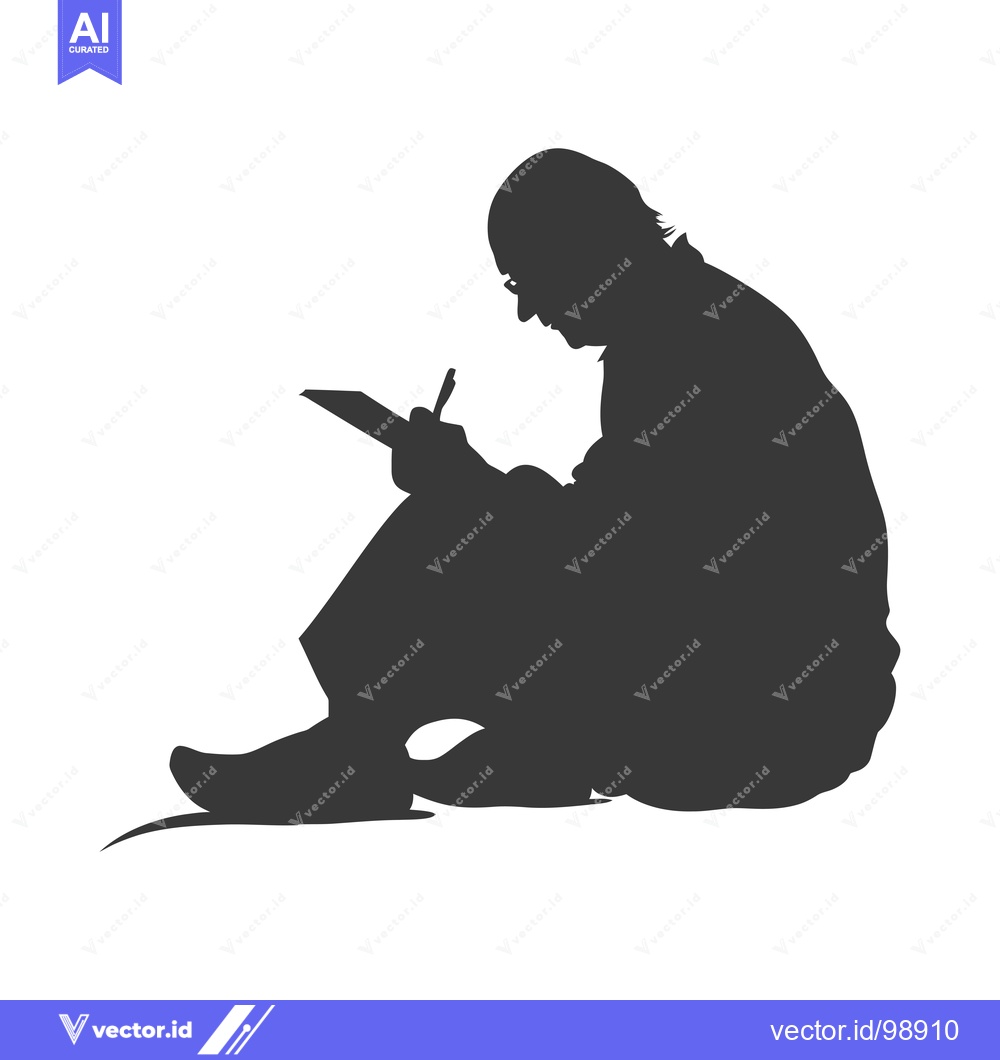 Premium Vector dari Silhouette of a Person Sitting and Writing