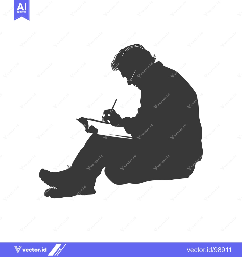 Premium Vector dari Silhouette of a Person Sitting and Writing