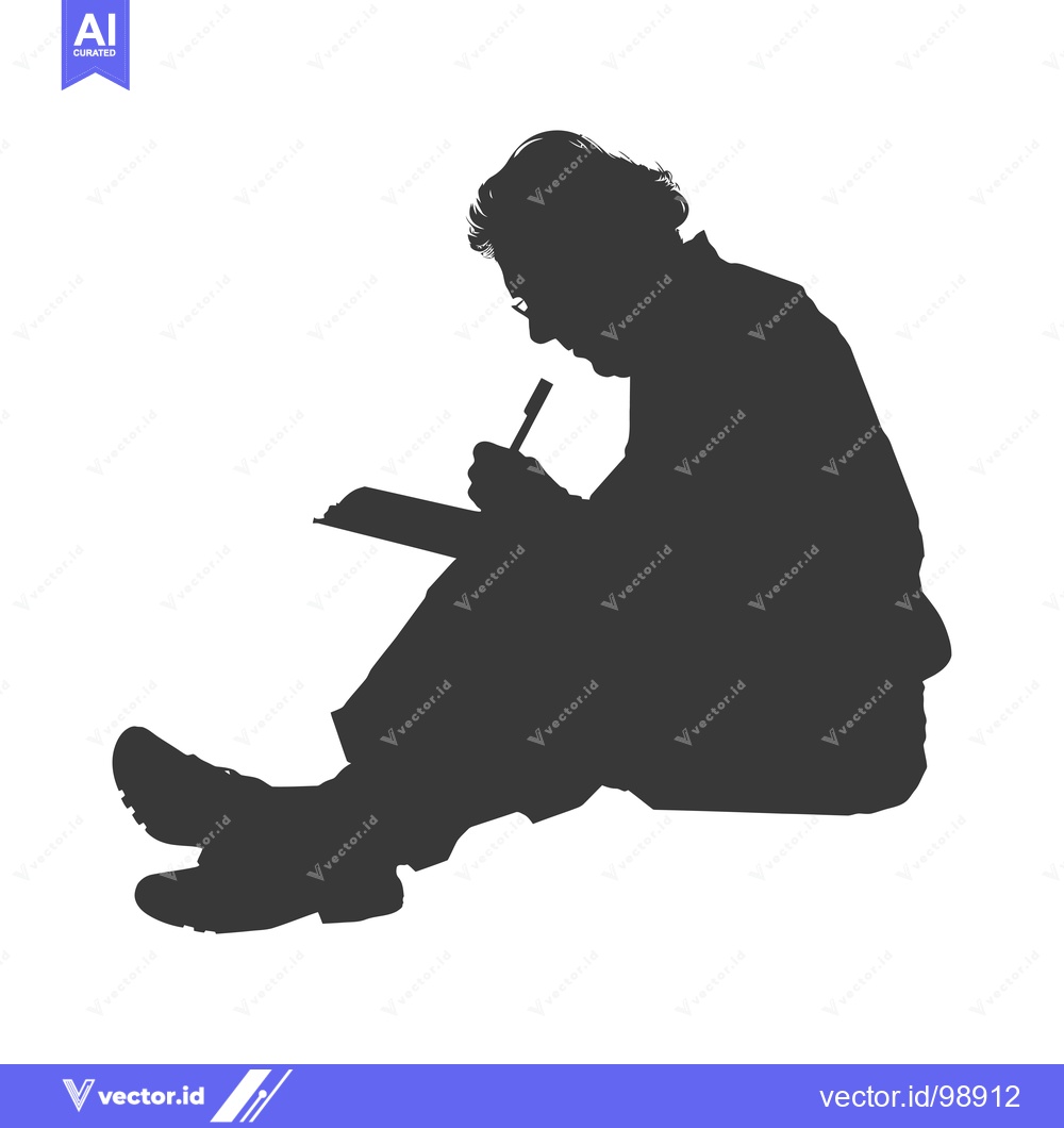Premium Vector of Silhouette of a Person Sitting and Writing