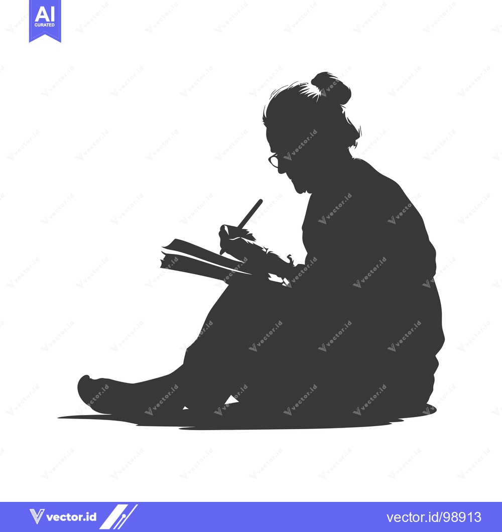 Premium Vector dari Silhouette of a Person Sitting and Writing