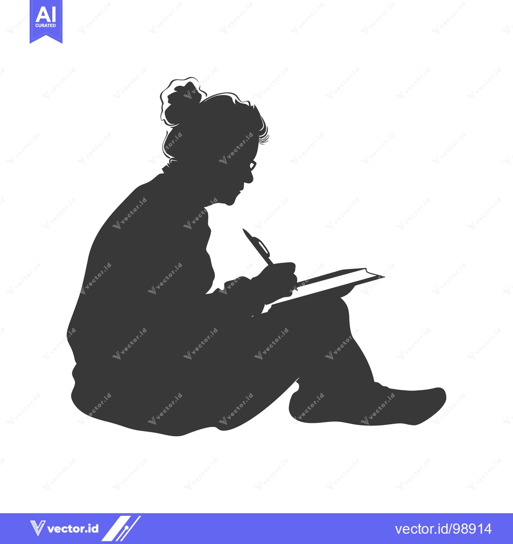 Premium Vector of Silhouette of a Person Sitting and Writing