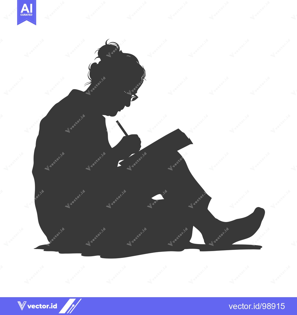 Premium Vector dari Silhouette of a Person Sitting and Writing