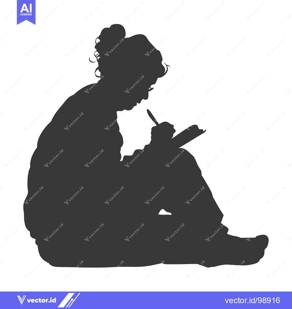 Premium Vector of Silhouette of a Person Sitting and Writing
