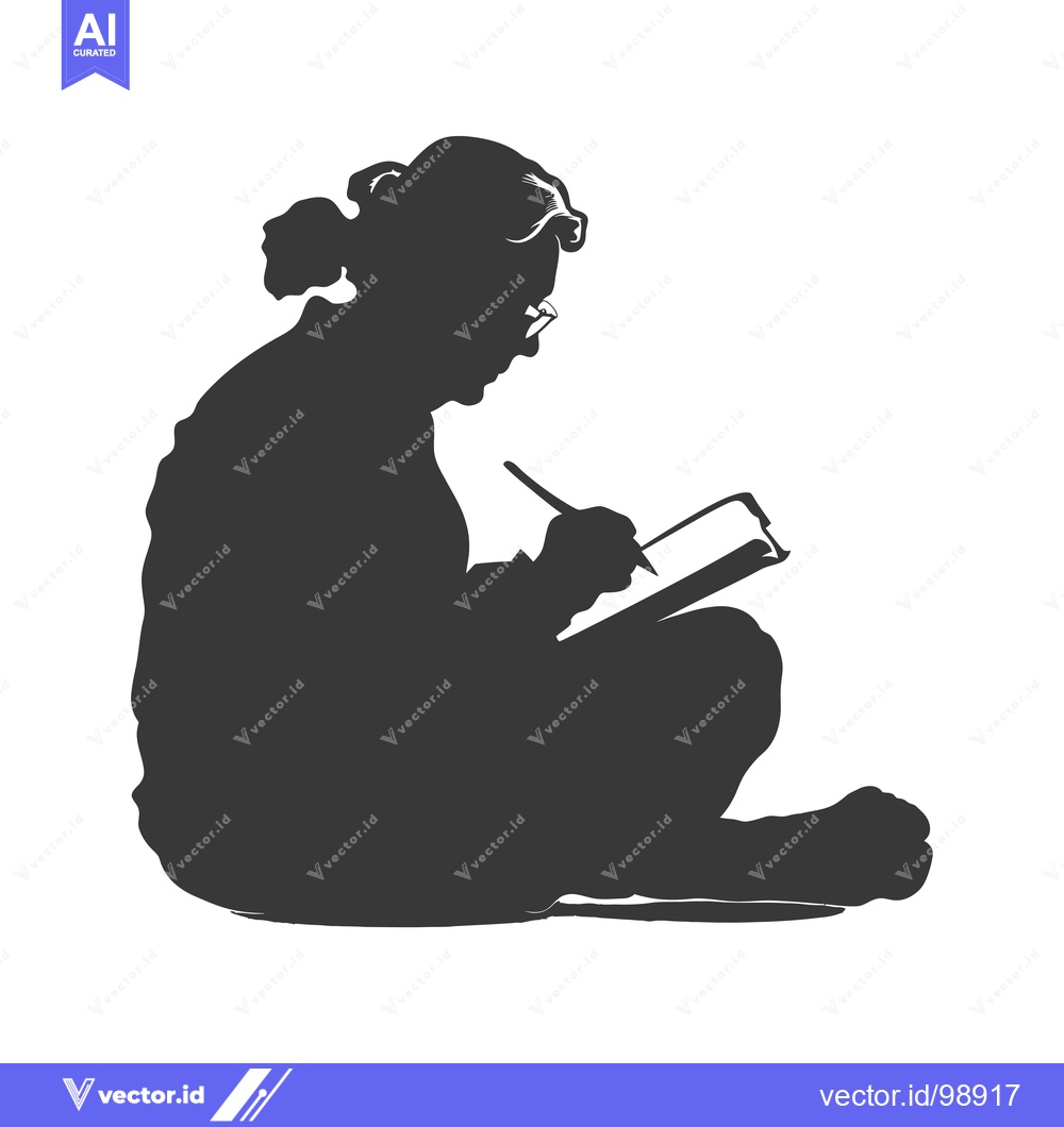 Premium Vector of Silhouette of a Person Sitting and Writing