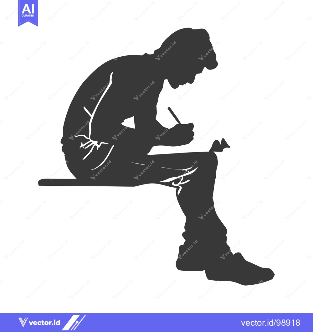 Premium Vector dari Silhouette of a Person Sitting and Writing