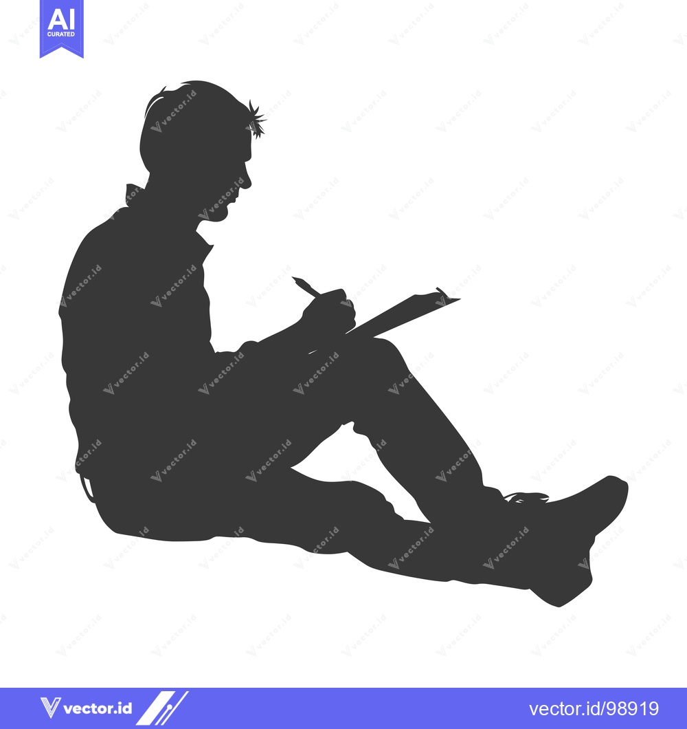 Premium Vector of Silhouette of a Person Sitting and Writing