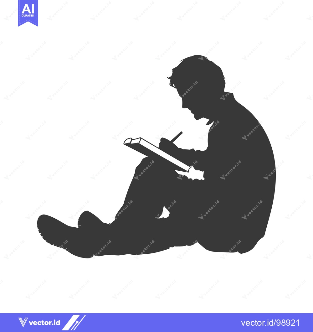 Premium Vector of Silhouette of a Person Sitting and Writing