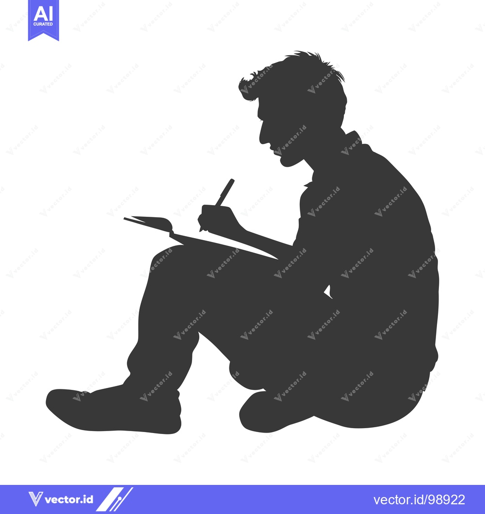 Premium Vector dari Silhouette of a Person Sitting and Writing