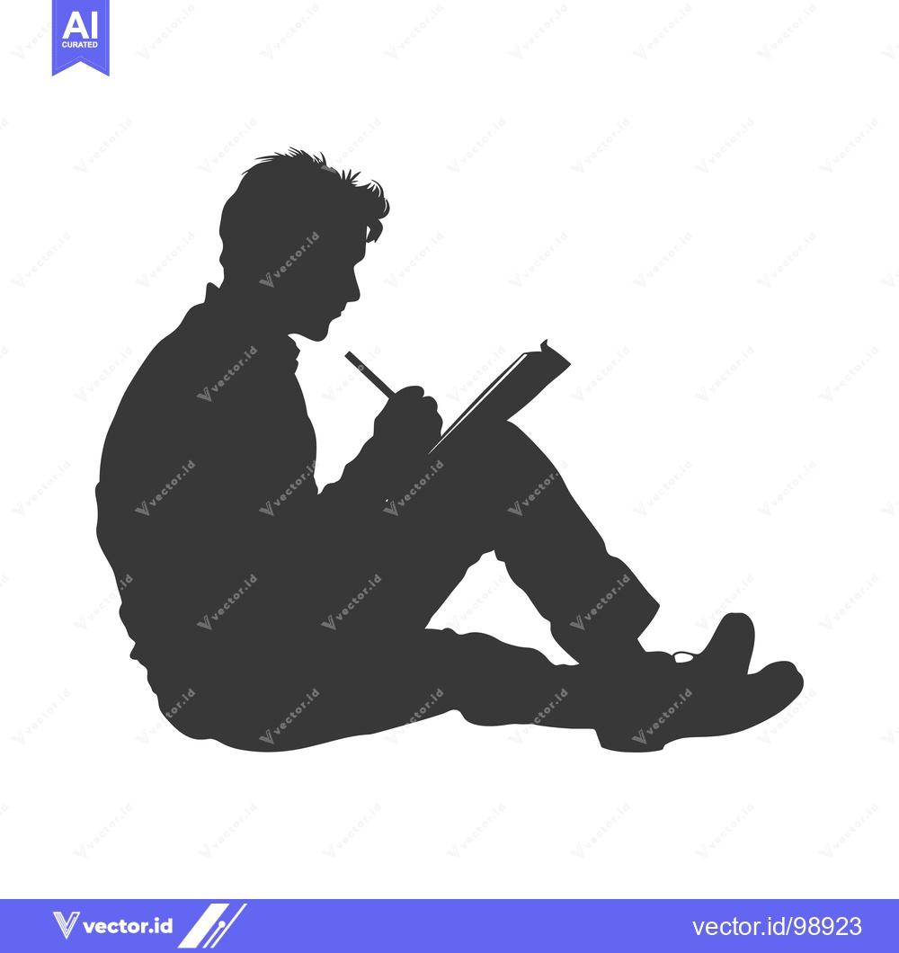 Premium Vector of Silhouette of a Person Sitting and Writing