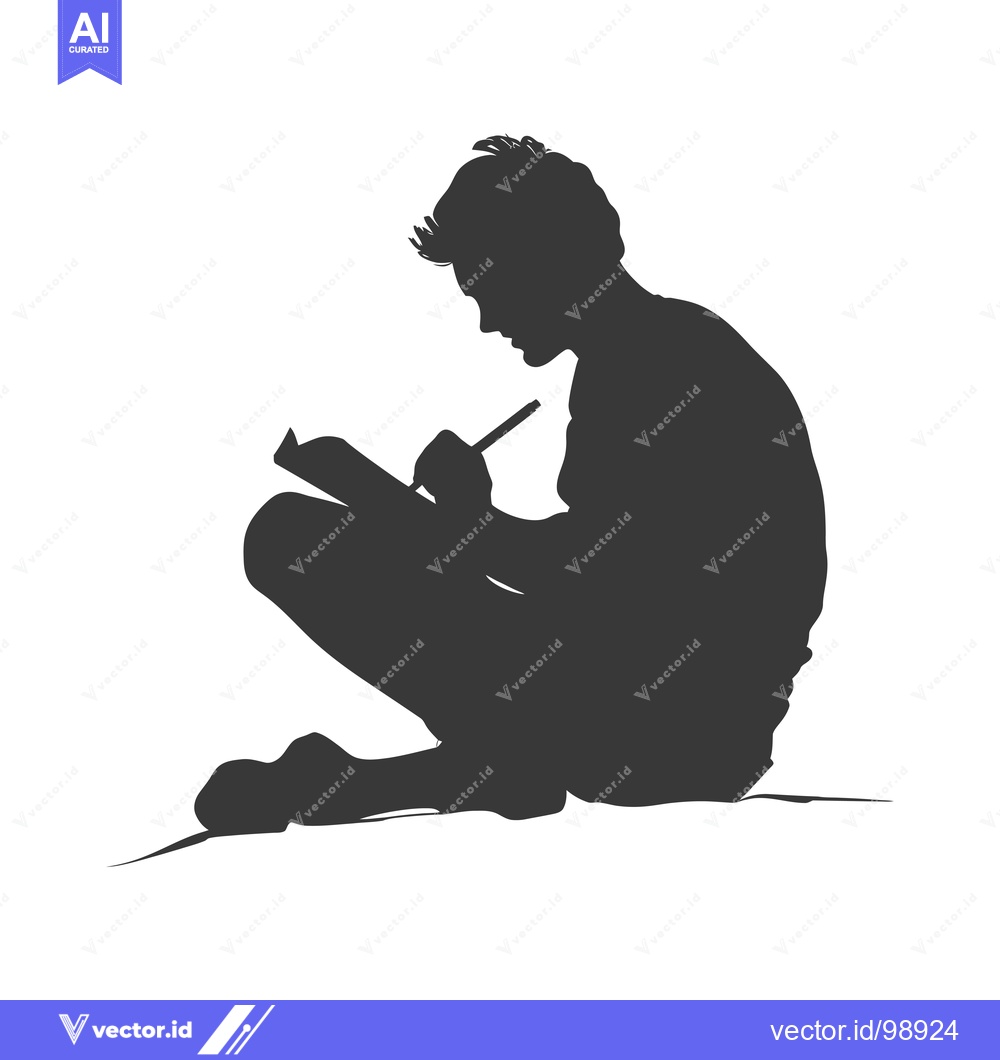 Premium Vector dari Silhouette of a Person Sitting and Writing