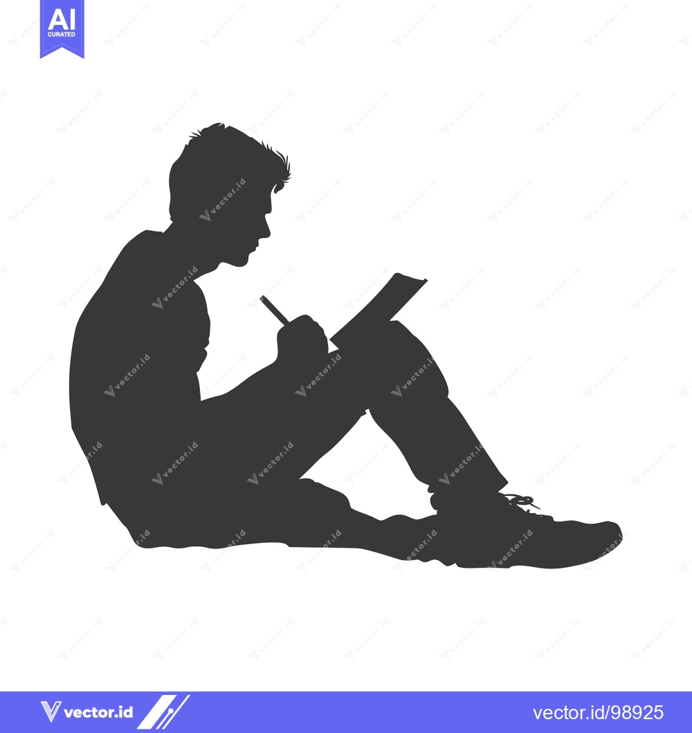 Premium Vector of Silhouette of a Person Sitting and Writing