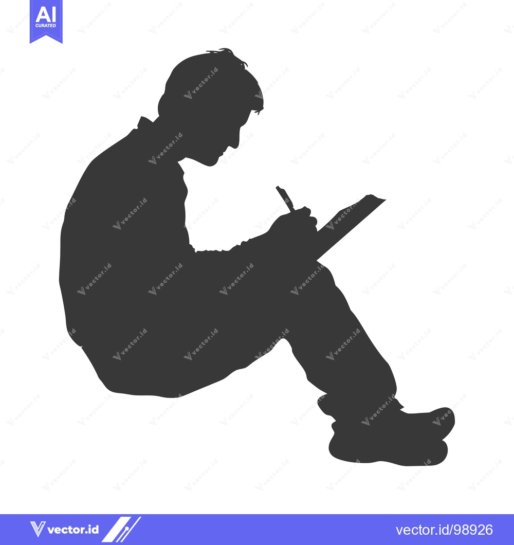 Premium Vector dari Silhouette of a Person Sitting and Writing