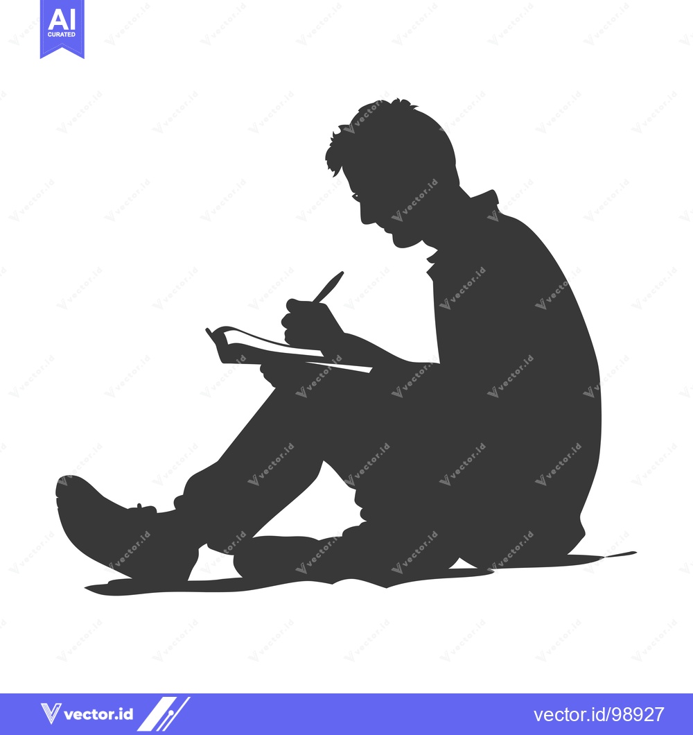 Premium Vector dari Silhouette of a Person Sitting and Writing