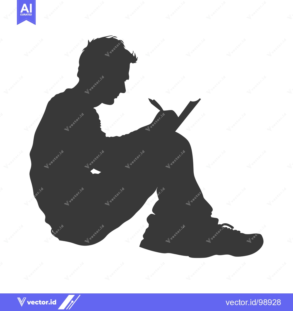 Premium Vector dari Silhouette of a Person Sitting and Writing