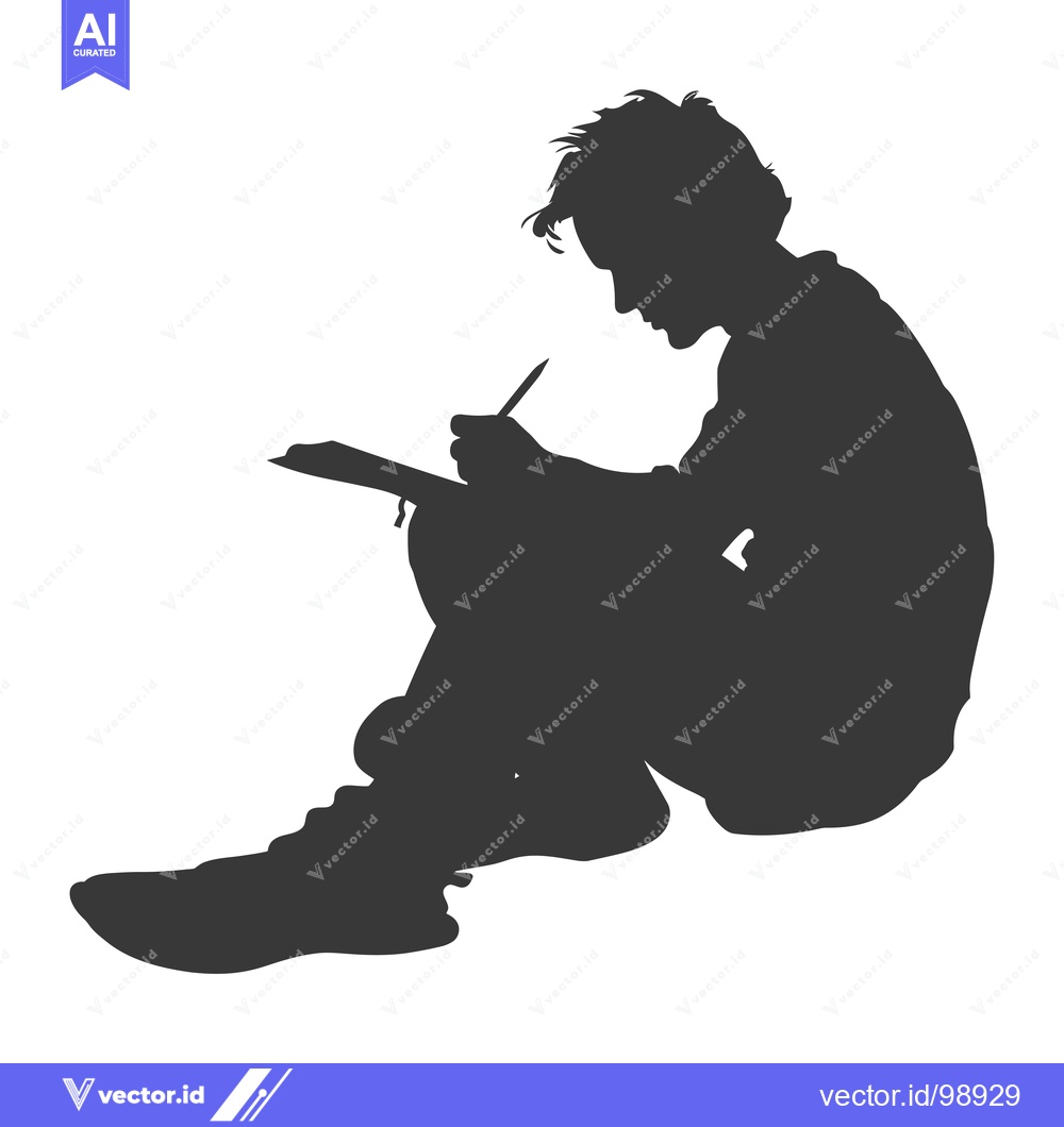 Premium Vector dari Silhouette of a Person Sitting and Writing