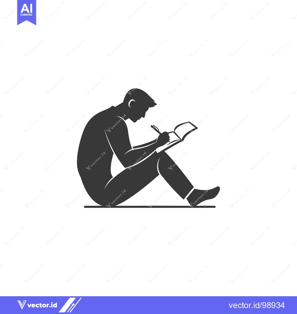 Premium Vector of Silhouette of a person sitting and writing in a notebook