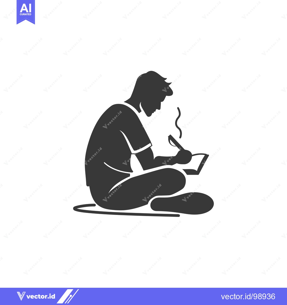 Premium Vector of Silhouette of a person sitting and writing in a notebook