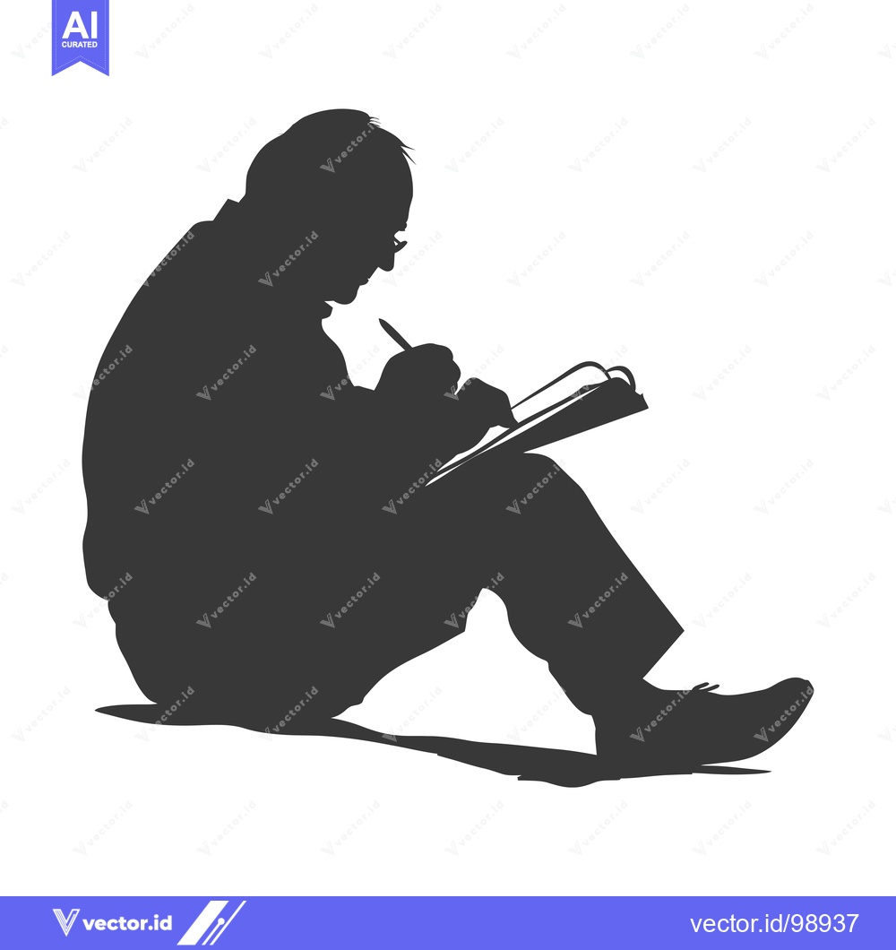 Premium Vector of Silhouette of a person sitting and writing in a notebook