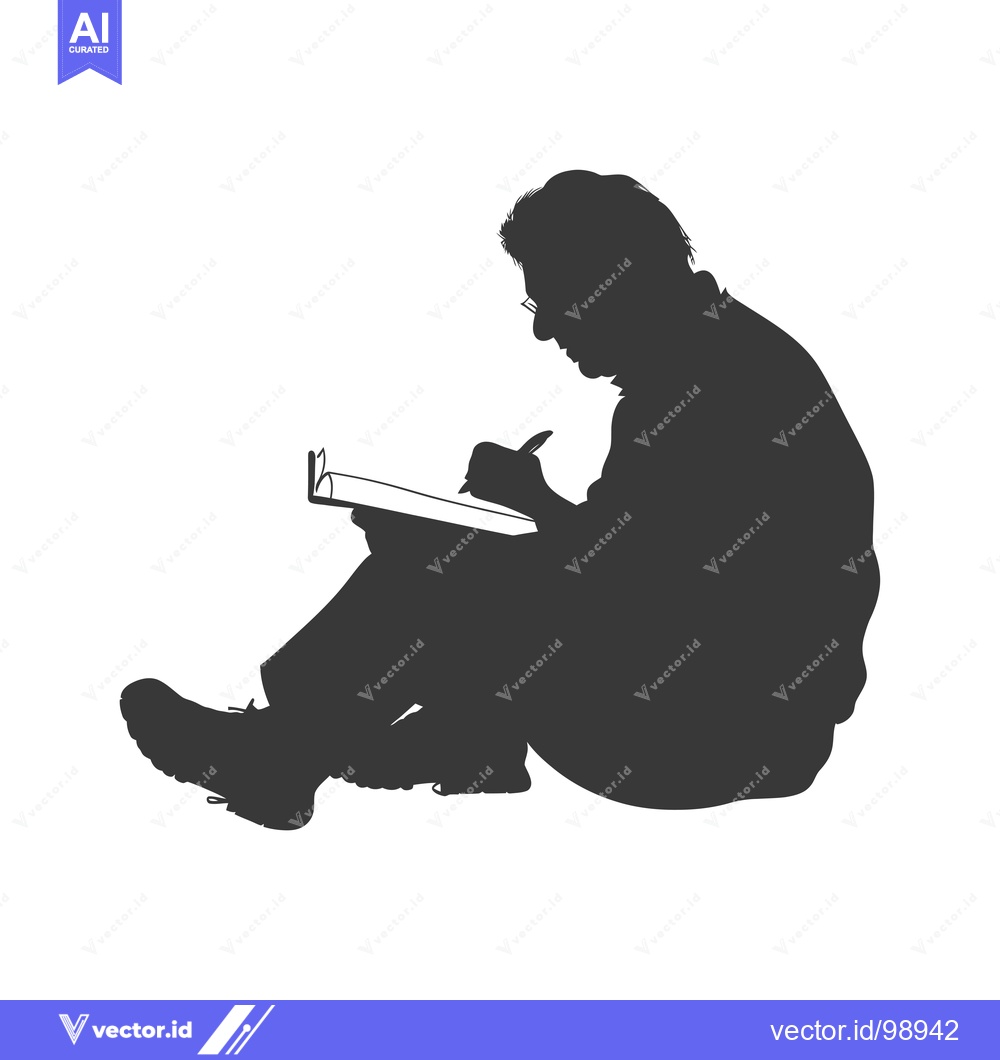 Premium Vector of Silhouette of a person sitting and writing in a notebook