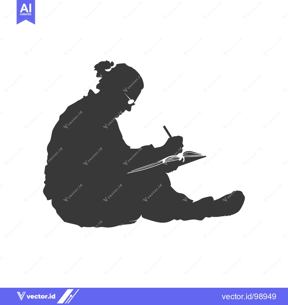 Premium Vector of Silhouette of a Person Sitting and Writing in a Notebook
