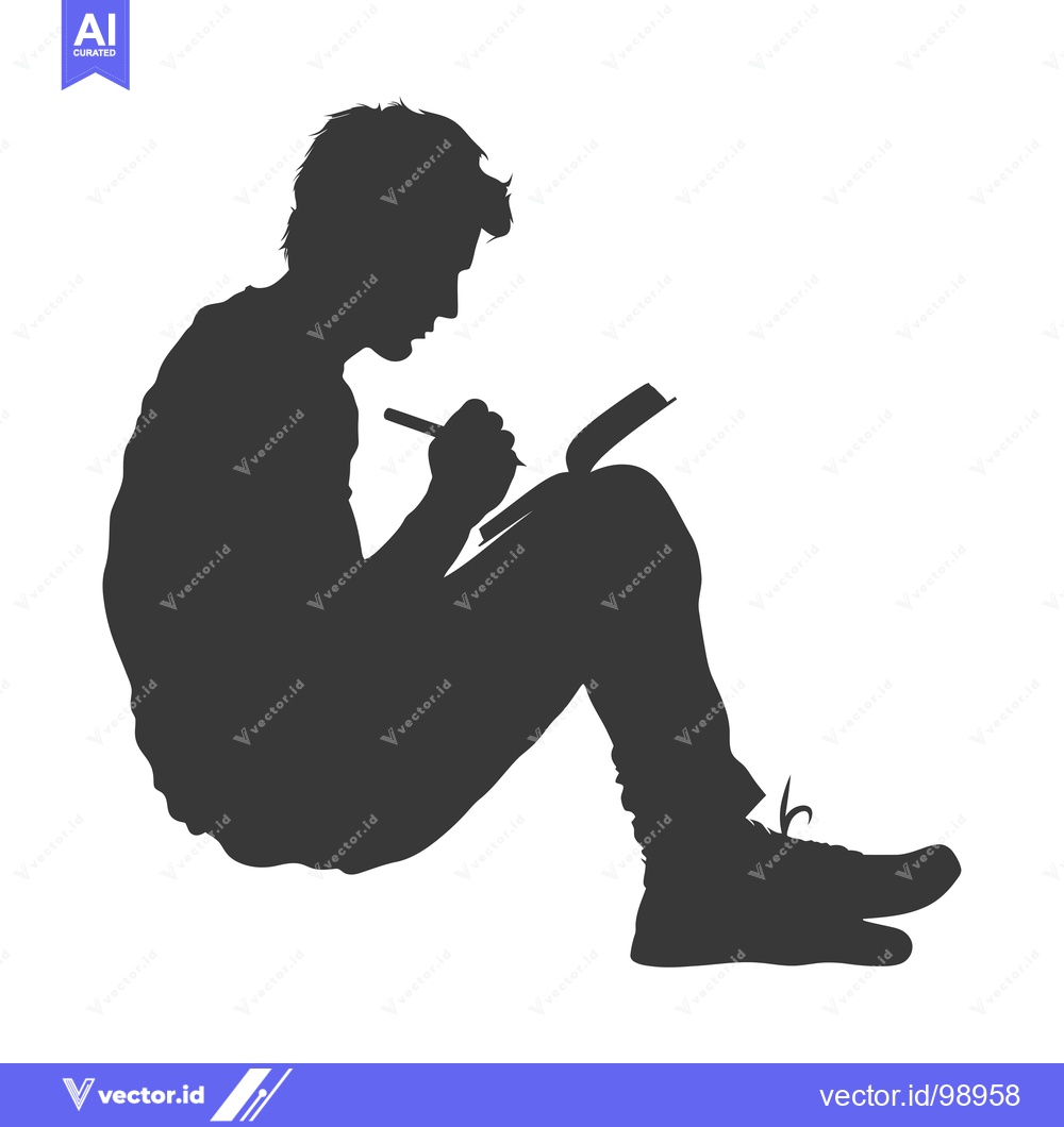 Premium Vector of Silhouette of a person sitting and writing in a notebook