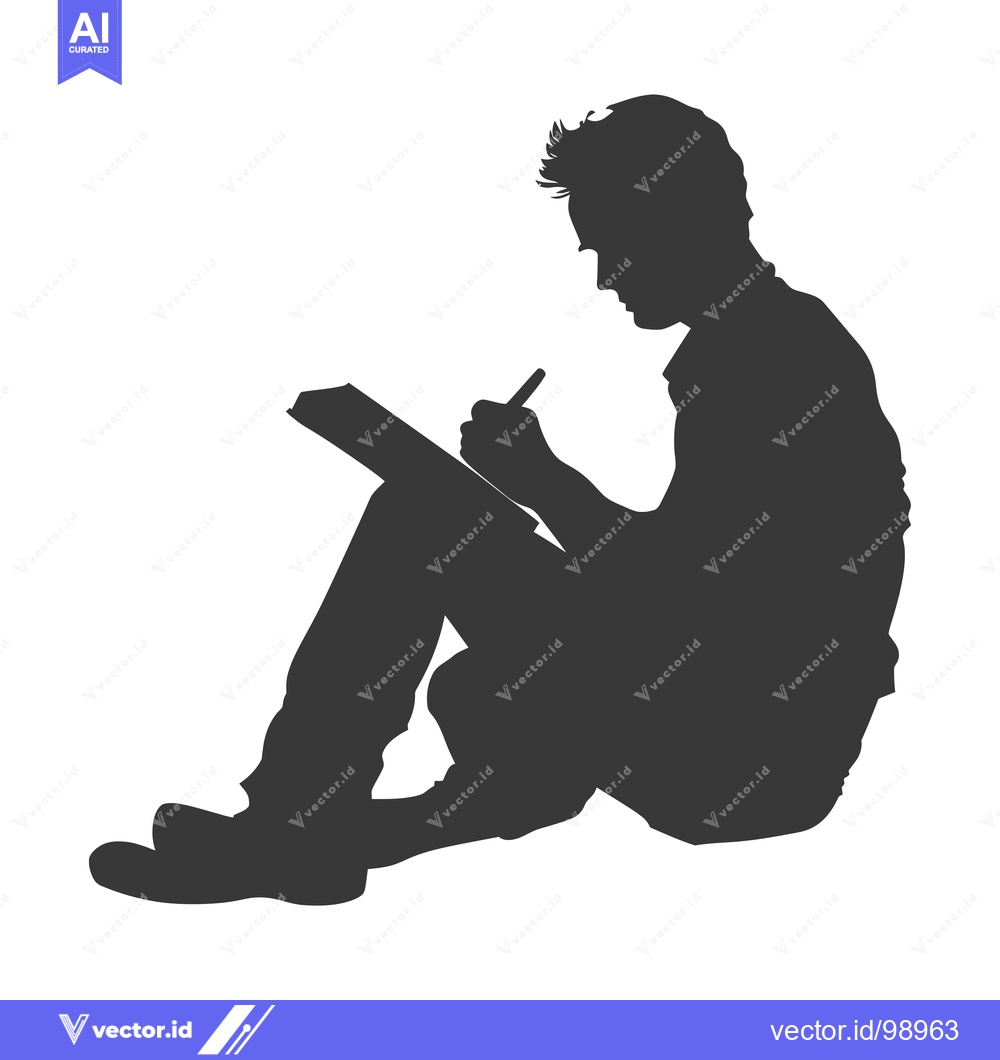 Premium Vector of Silhouette of a person sitting and writing on a notepad