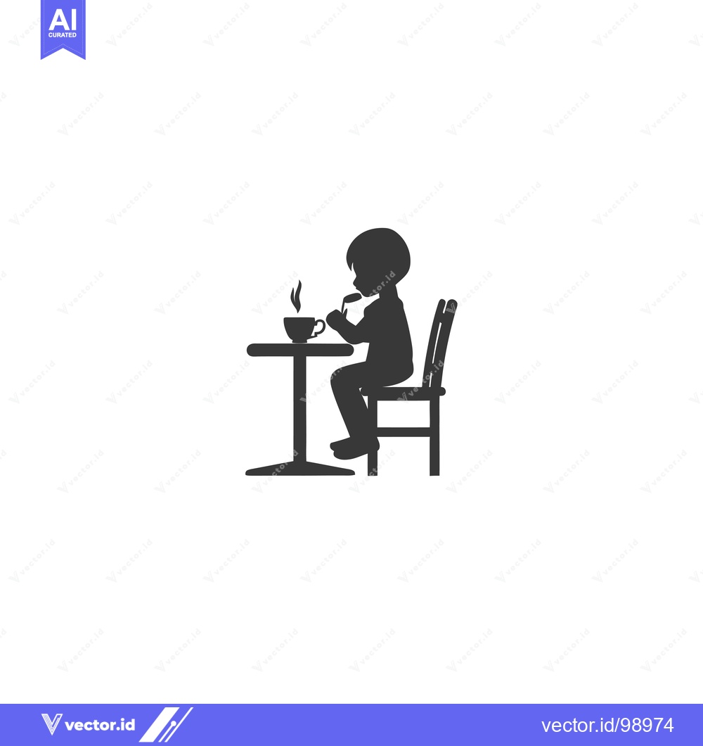 Premium Vector of Silhouette of a Person Sitting at a Table Drinking from a Cup
