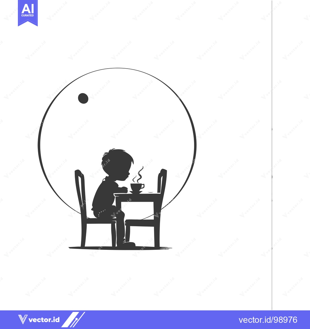 Premium Vector of Silhouette of a Person Sitting at a Table with a Cup of Coffee