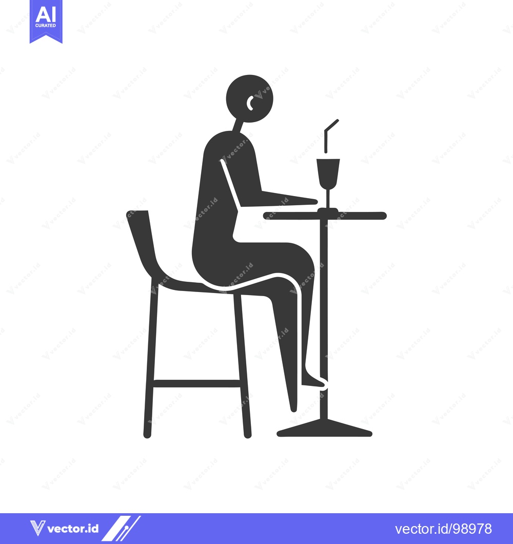Premium Vector of Silhouette of a person sitting at a table with a drink