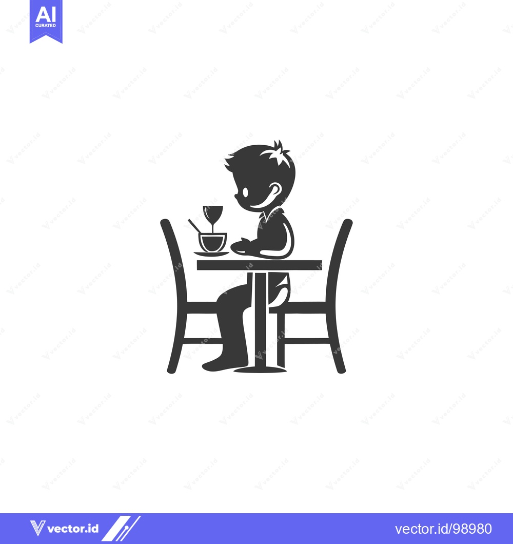 Premium Vector dari Silhouette of a person sitting at a table with a glass and bowl