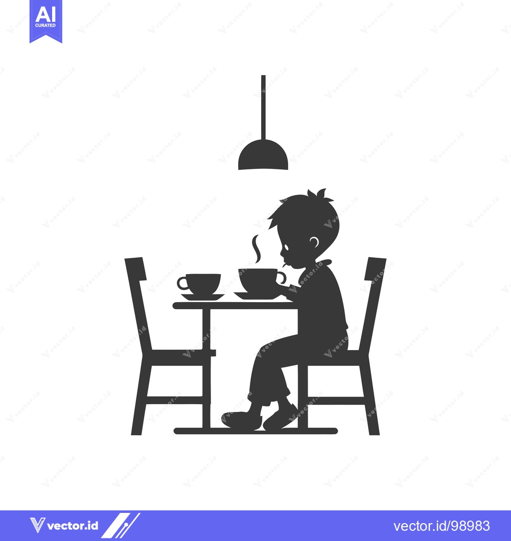 Premium Vector of Silhouette of a Person Sitting at a Table with Two Cups of Coffee