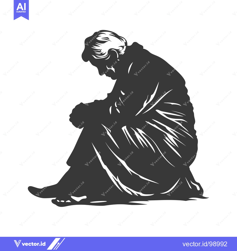 Premium Vector dari Silhouette of a Person Sitting in a Pensive Pose
