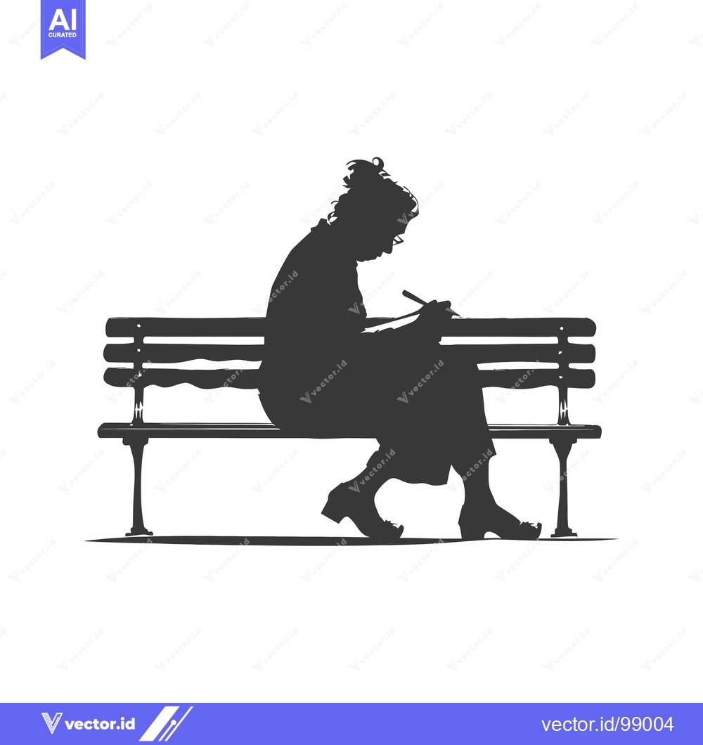 Premium Vector dari Silhouette of a Person Sitting on a Bench and Writing