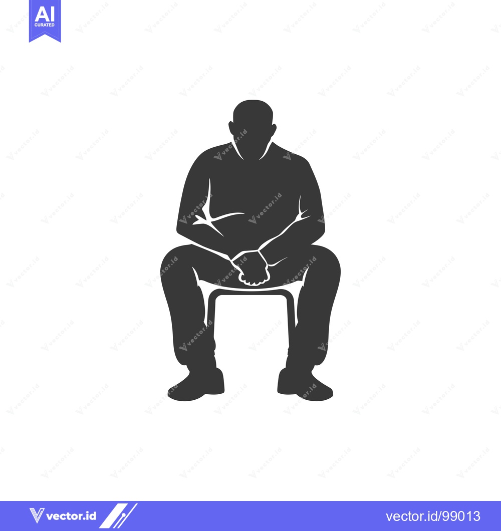 Premium Vector dari Silhouette of a Person Sitting on a Stool with Hands Clasped