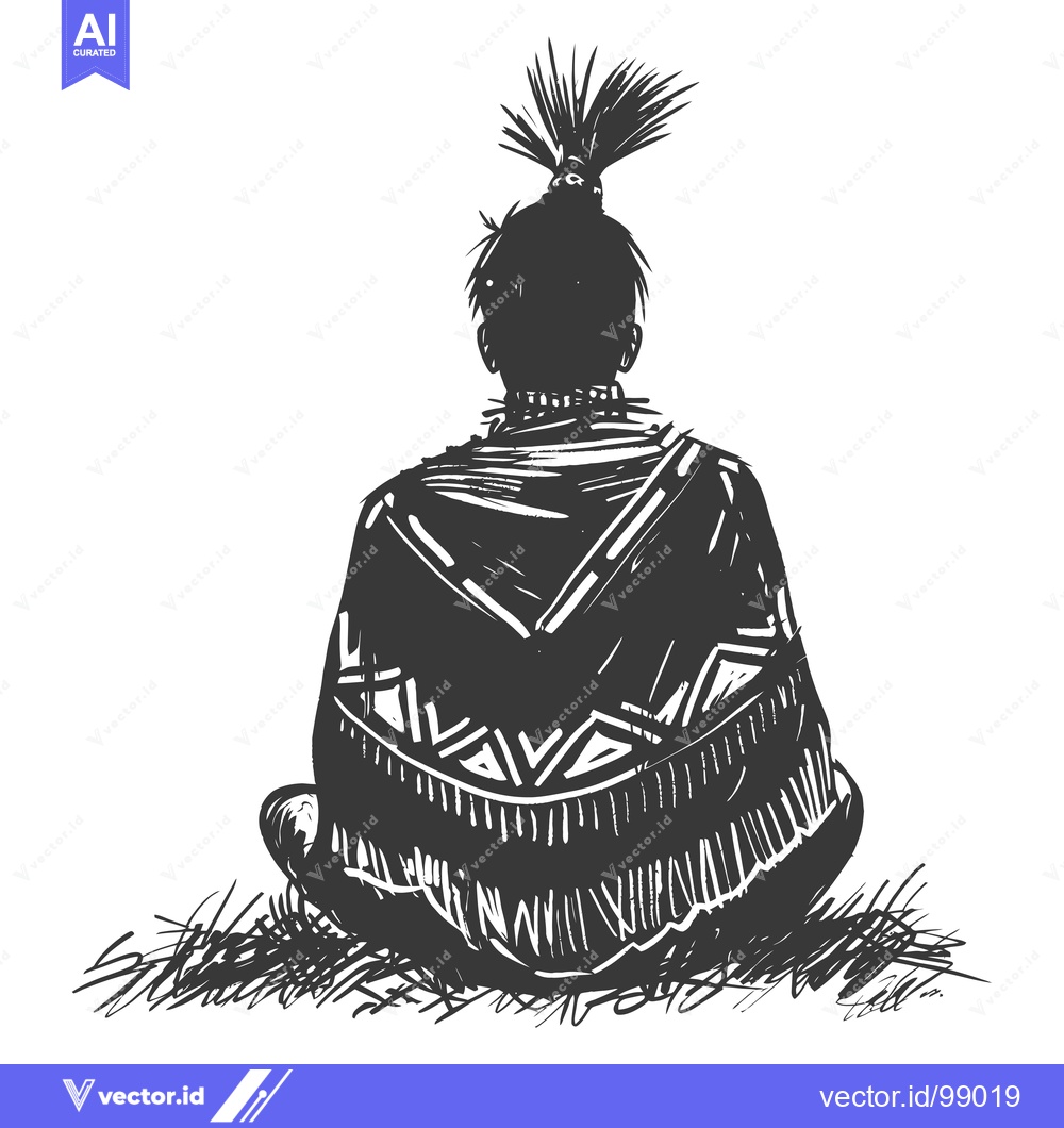 Premium Vector dari Silhouette of a Person Sitting with Their Back to the Viewer Wearing a