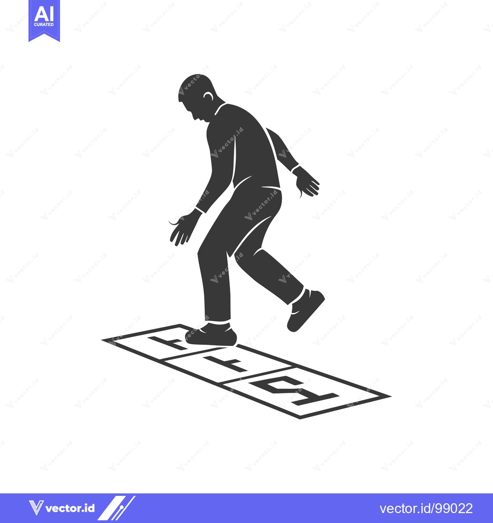 Premium Vector of Silhouette of a Person Stepping on a Hopscotch Grid