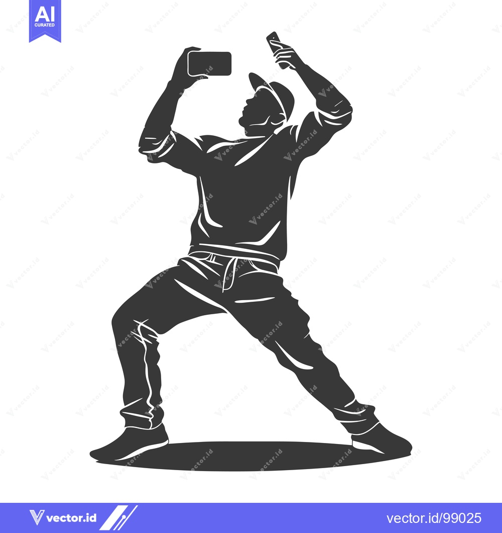 Premium Vector dari Silhouette of a Person Taking a Selfie with a Phone