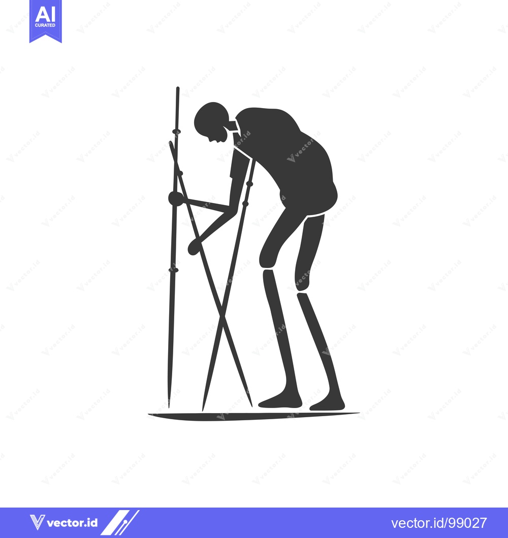 Premium Vector dari Silhouette of a person using two walking sticks