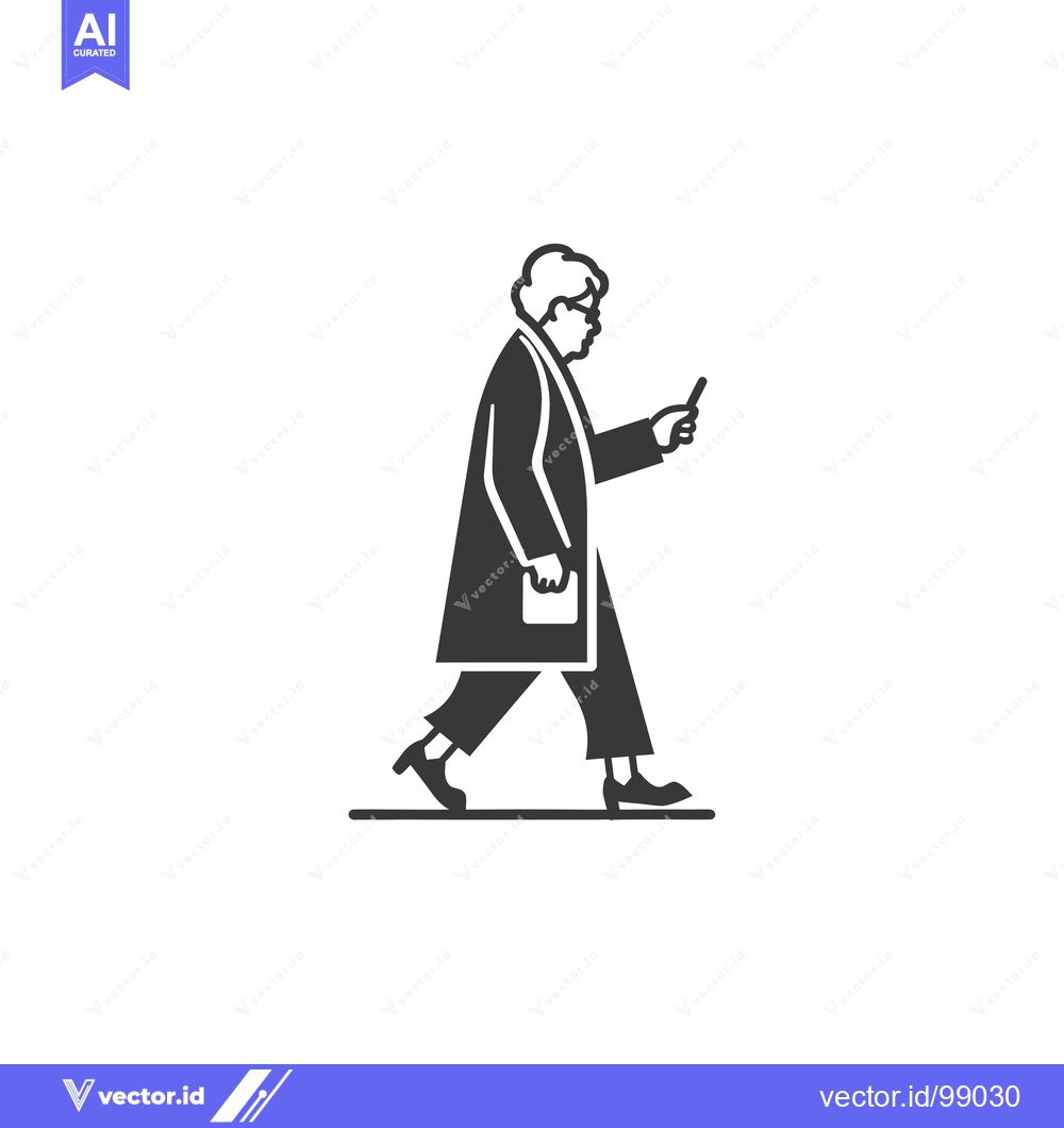Premium Vector dari Silhouette of a Person Walking and Looking at a Phone