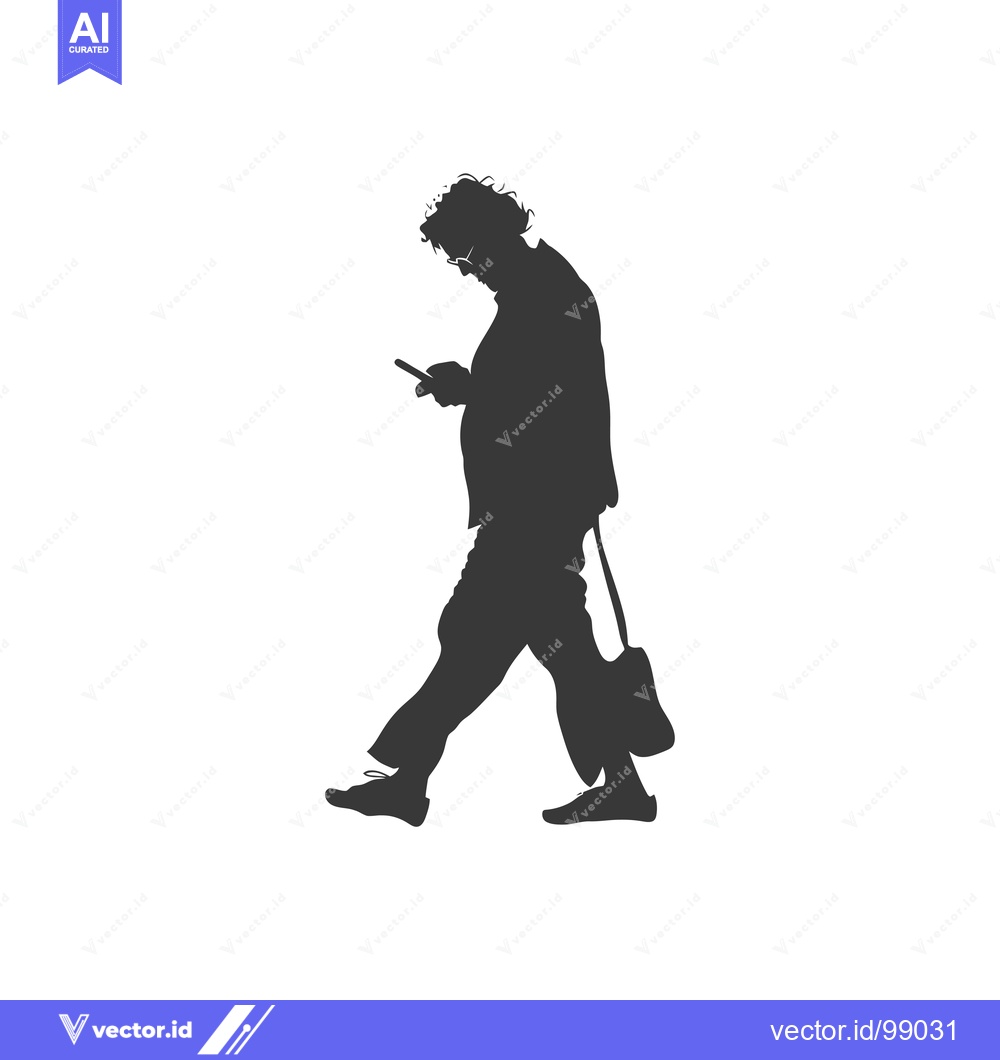 Premium Vector dari Silhouette of a Person Walking and Using a Smartphone