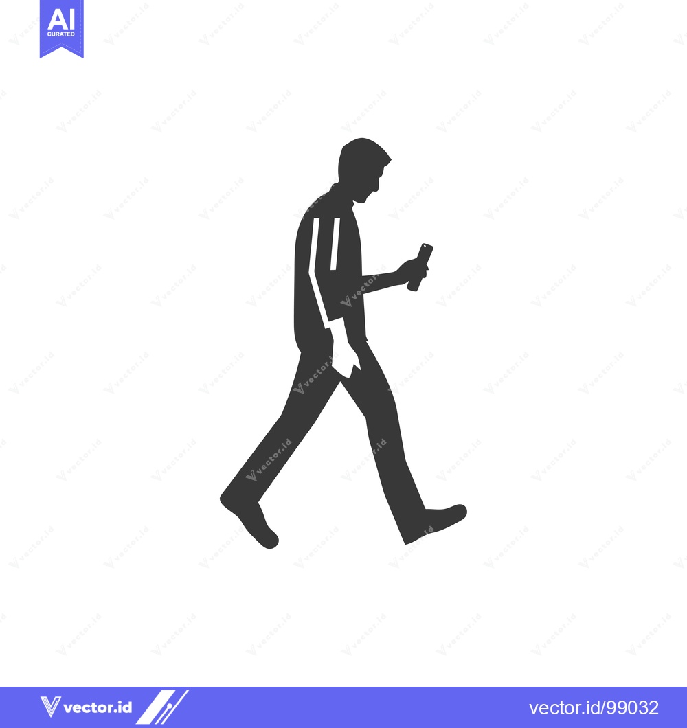 Premium Vector dari Silhouette of a Person Walking and Using a Smartphone
