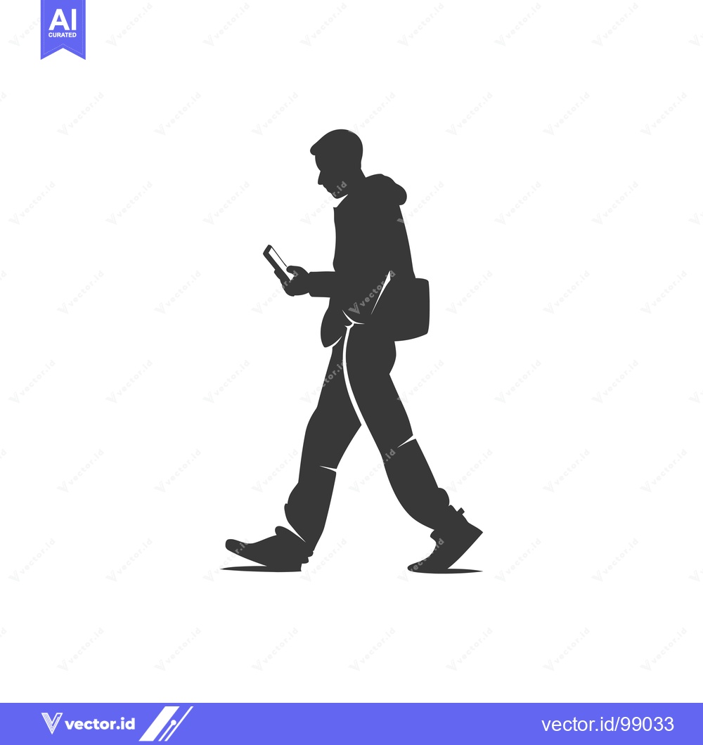 Premium Vector dari Silhouette of a Person Walking and Using a Smartphone