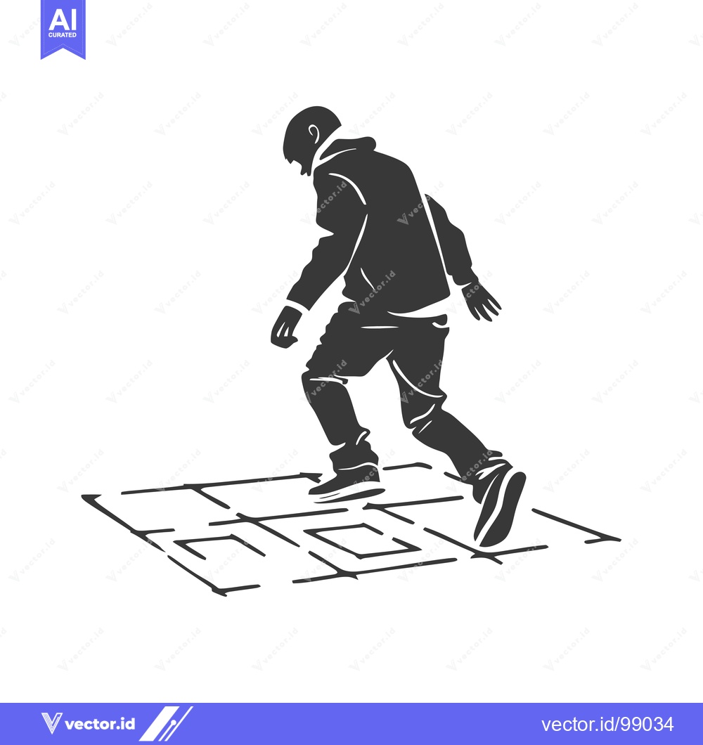 Premium Vector dari Silhouette of a Person Walking on a Checkerboard Pattern