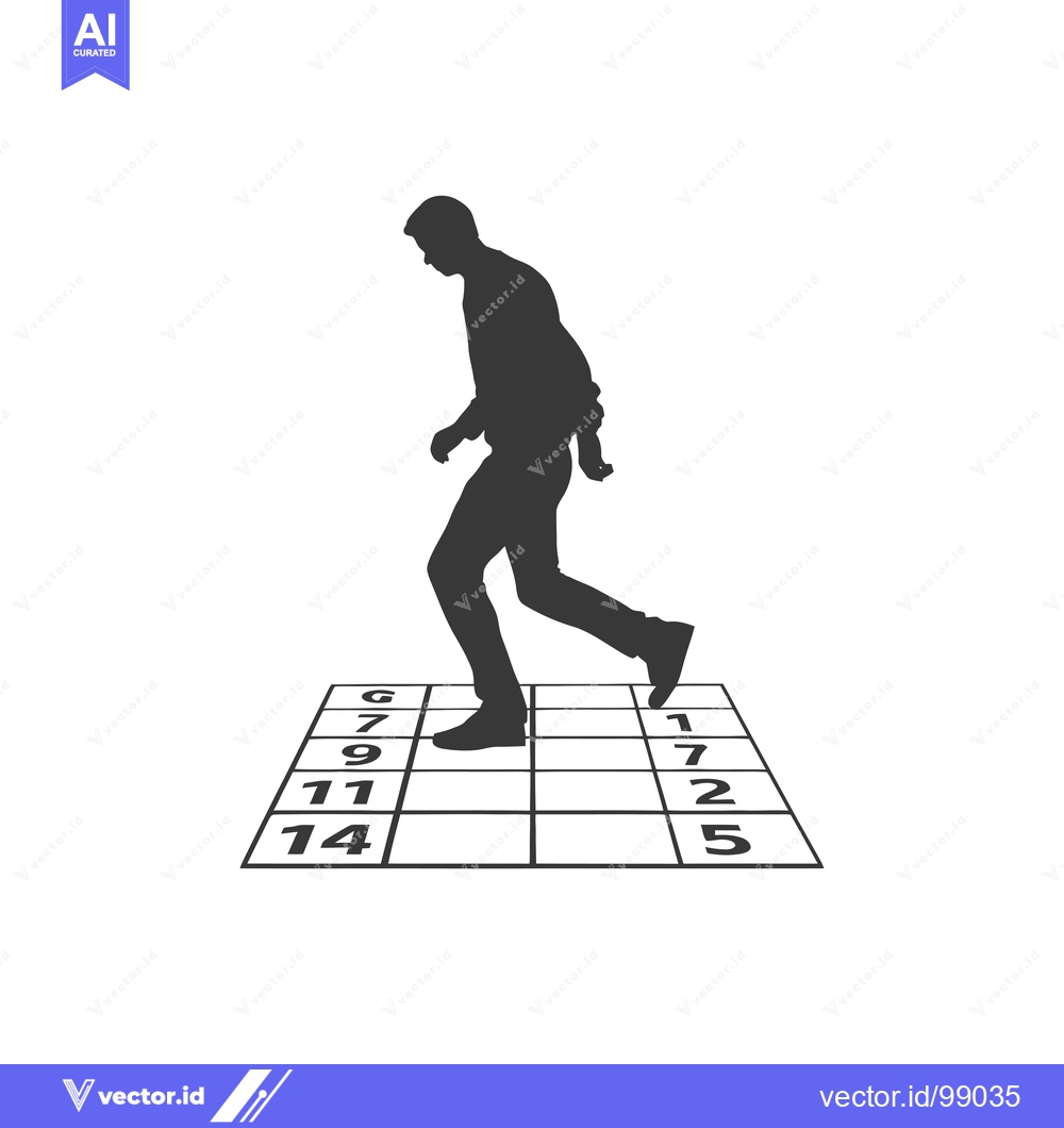 Premium Vector dari Silhouette of a person walking on a numbered grid