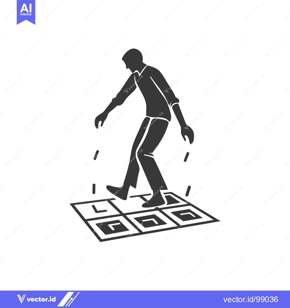 Premium Vector dari Silhouette of a person walking on a tiled surface with a perspective e