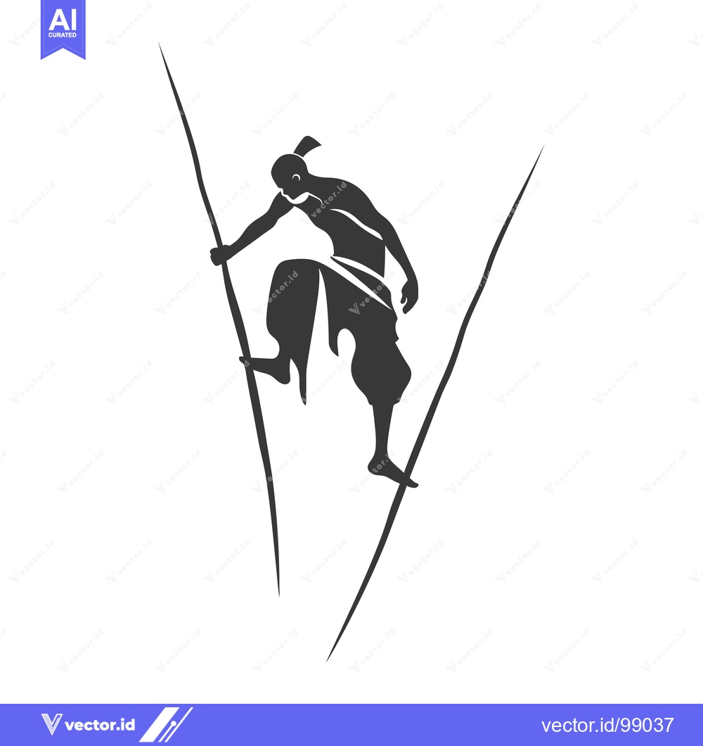Premium Vector of Silhouette of a Person Walking on Stilts