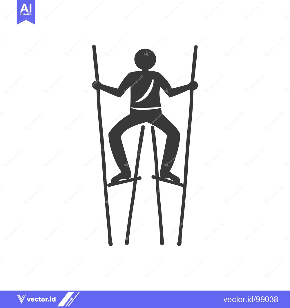 Premium Vector of Silhouette of a Person Walking on Stilts